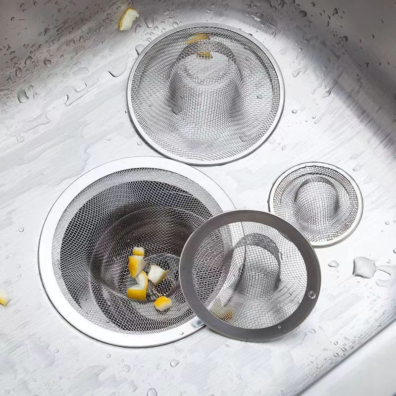 Large, medium and small 5cm/7cm/9cm/11cm straw hat net floor drain, leftover food and residue drainage, stainless steel sink filter screen Specification drawing