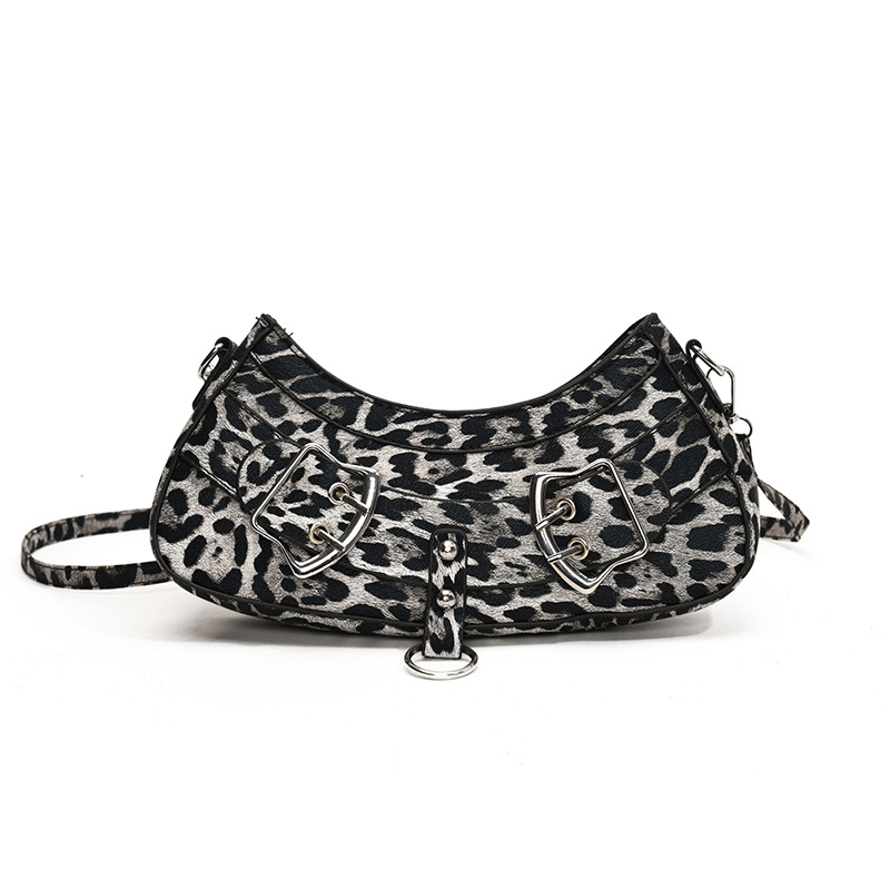 Retro charm leopard print crescent moon bag 2024 Winter new style fashionable large-capacity casual commuting single-shoulder underarm women's bag Item Picture