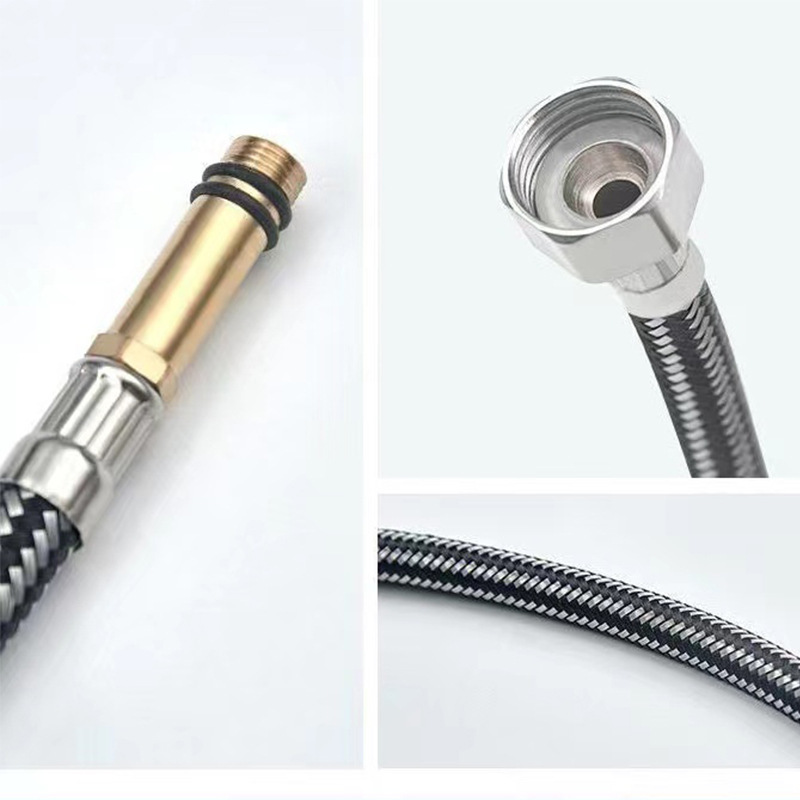 304 stainless steel braided single-ended pointed metal hose, kitchen sink, washbasin, cold and hot water faucet, water inlet pipe Specification drawing