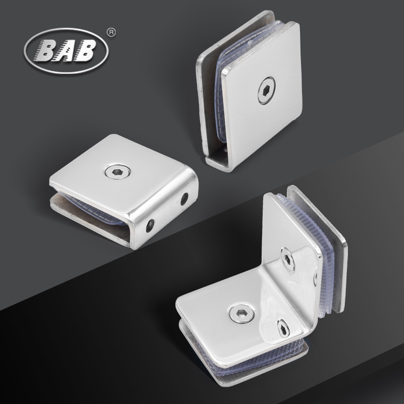 304 stainless steel glass door fixed clamps, hotel shower room glass door clamps, partition connection accessories, display cabinets details Picture