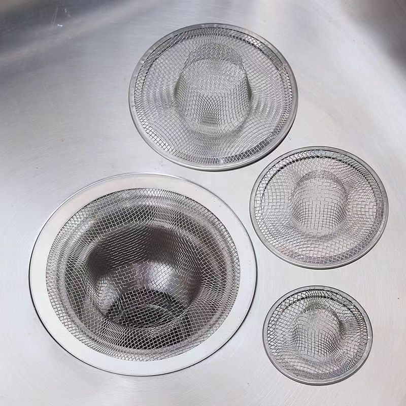 Large, medium and small 5cm/7cm/9cm/11cm straw hat net floor drain, leftover food and residue drainage, stainless steel sink filter screen Application Scenario