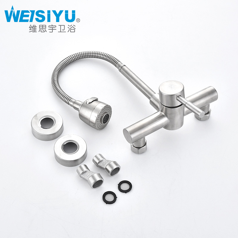 304 stainless steel concealed wall-mounted universal balcony hot and cold water faucet, kitchen hot and cold water faucet, laundry sink faucet Specification drawing