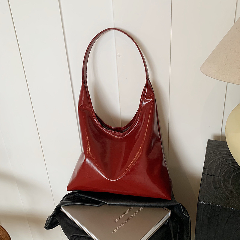 Cross-border women's bag, underarm bag, 2024 new fashion handbag, cracked PU bag, trendy large-capacity single-shoulder bag full figure