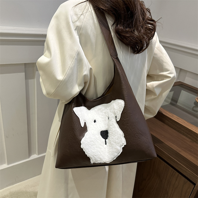 Tote Bag 2024 Winter New style large-capacity simple Korean style Instagram large-capacity single-shoulder bag Cartoon commuter women's bag Specification drawing
