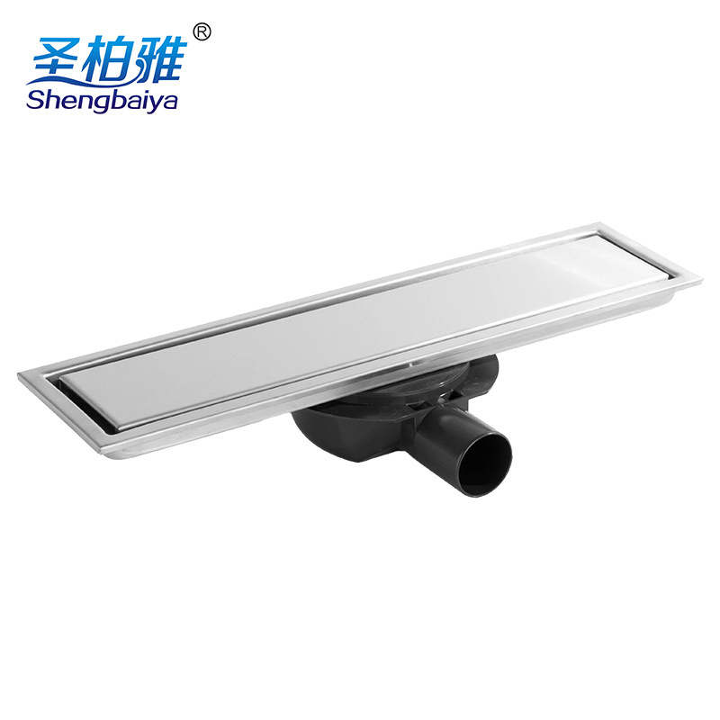 Cross-border floor drain, inlaid tiles, hidden long floor drain, bathroom shower room, 304 stainless steel anti-odor side drain full figure