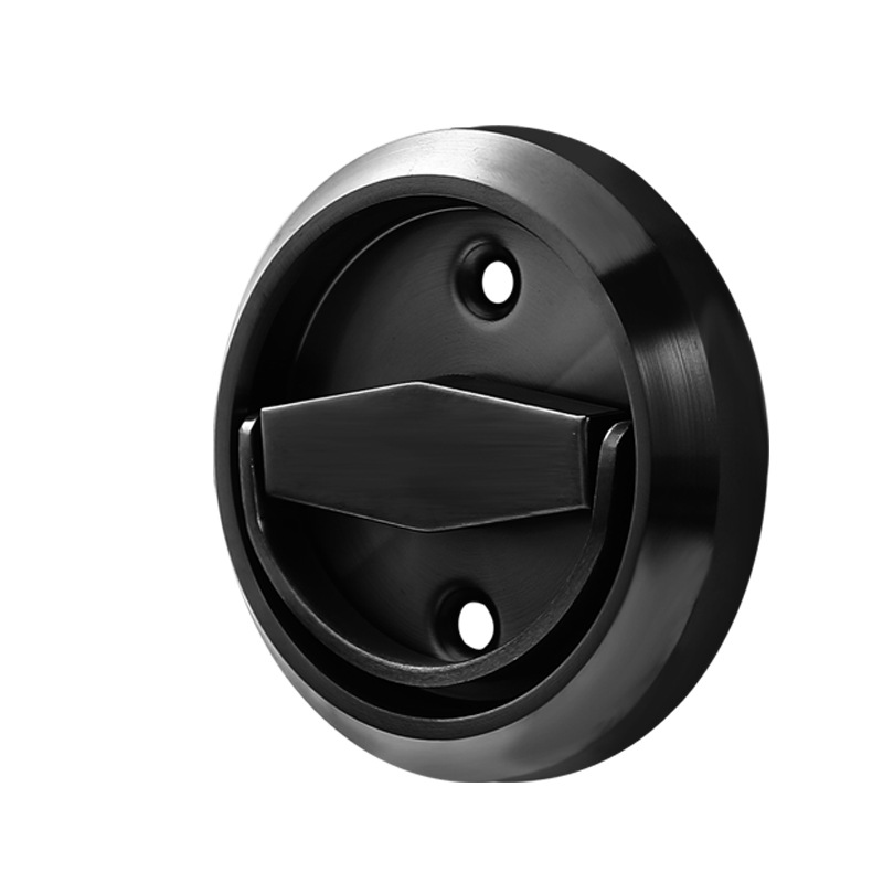 Stainless steel invisible door without drilling, round handle lock, TV background wall hidden door, sliding concealed door, pull ring with lock Item Picture