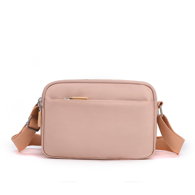 New casual single-shoulder bag, fashionable and versatile small square bag, water-resistant nylon crossbody bag, women's Korean-style multi-layer mobile phone bag Item Picture