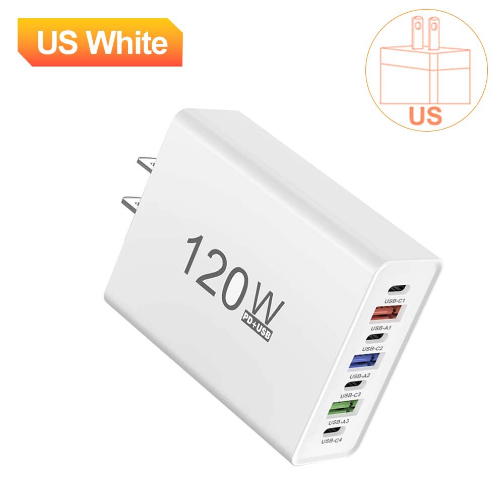 Cross-border wholesale of multi-interface mobile phone charger 4Type-c PD+3USB travel charger 4A charging head Item Picture