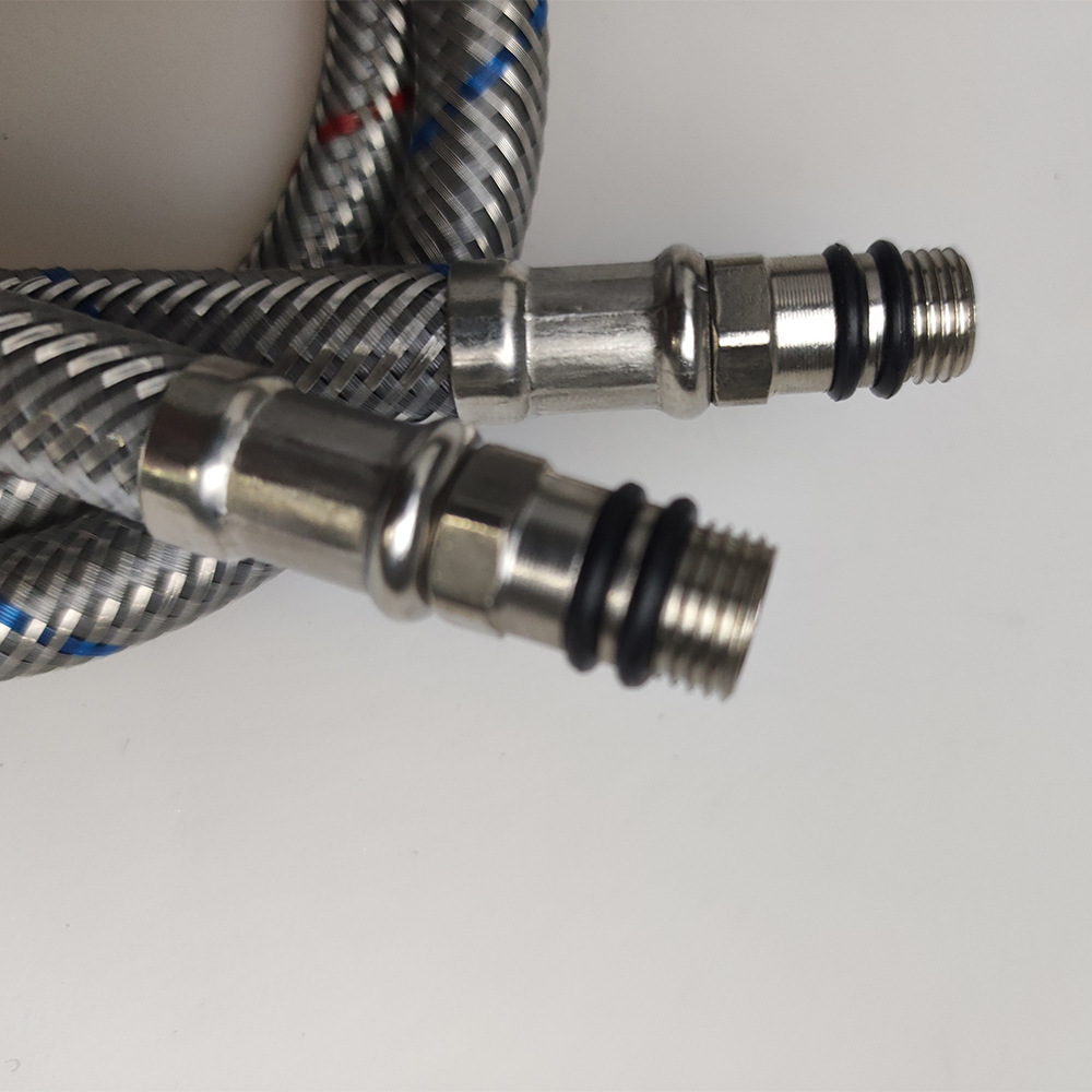 304 stainless steel braided flexible hose, vegetable basin, washbasin, countertop basin, cold and hot water faucet, pointed tip pipe, single-ended steel cap pipe Item Picture