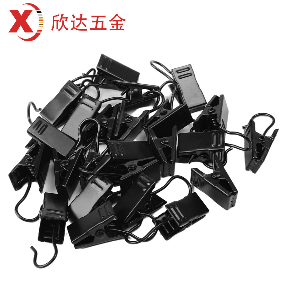 Cross-border metal curtain clips, home bath curtain hook clips, curtain buckle accessories, small clips with hooks, iron clips in stock Specification drawing