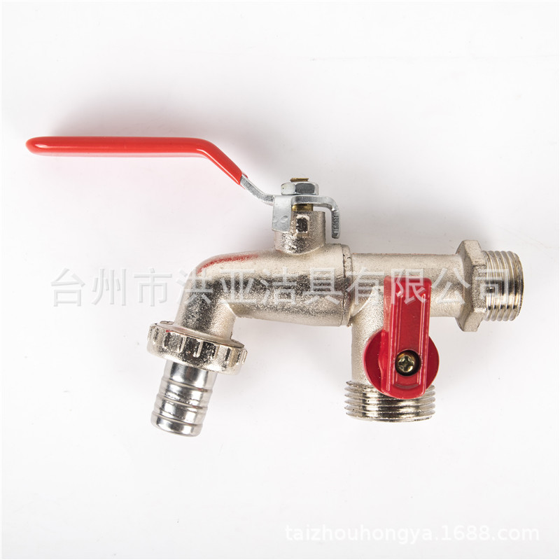 Brass garden double-head dual-control quick-connect faucet for washing machine ball core with one in and two out quick-open zinc alloy faucet full figure