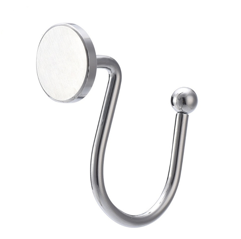 All-metal bath curtain ring, circular bath curtain hook, available in multiple colors, can be equipped with metal hooks, S-shaped bath curtain ring details Picture