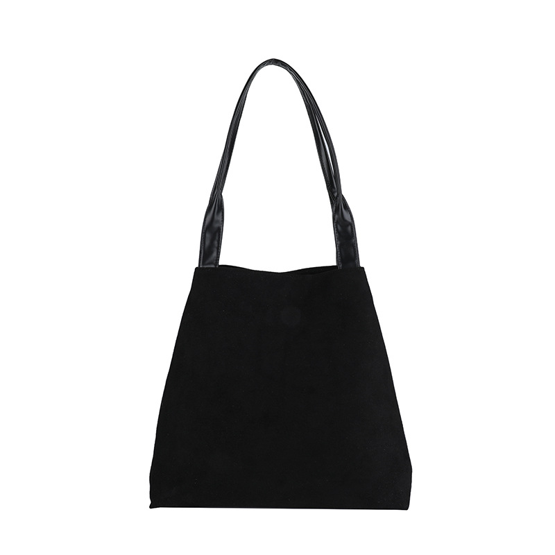 Commuting retro large-capacity suede bag for women, 2024 new winter single-shoulder bag, college student tote bag for class Item Picture