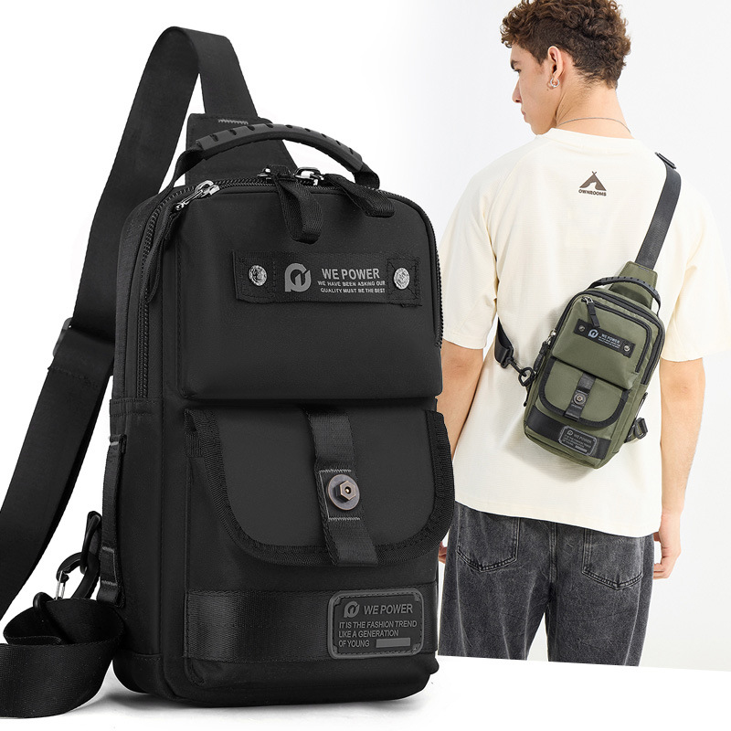 wepower's new men's sports cycling single-shoulder bag, casual outdoor crossbody bag, large-capacity multi-functional chest bag full figure