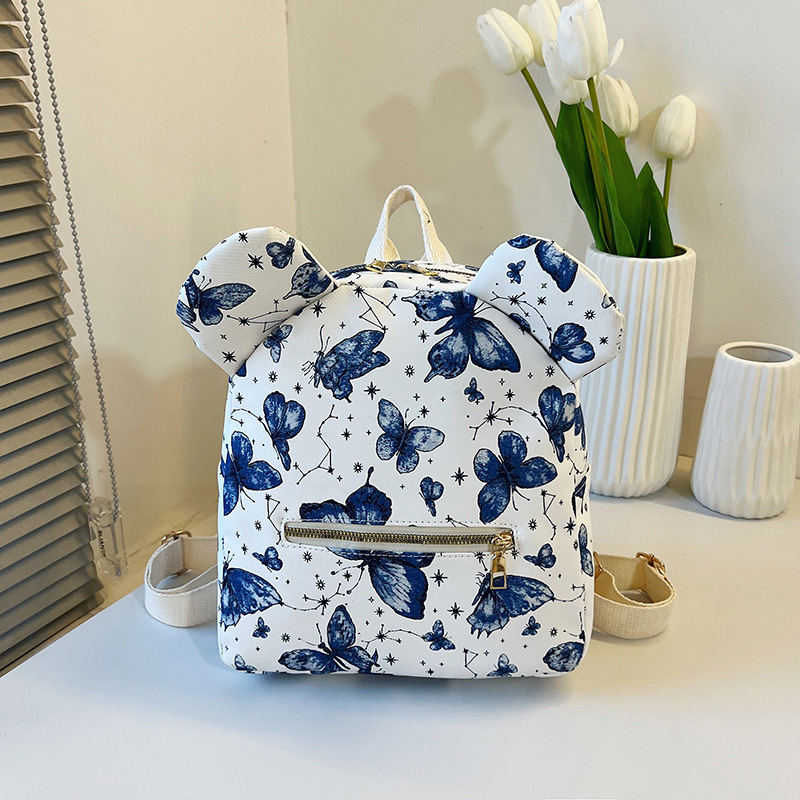 Korean style personalized casual tote bag for women 2025 Spring Niche new fashion college style butterfly print backpack full figure