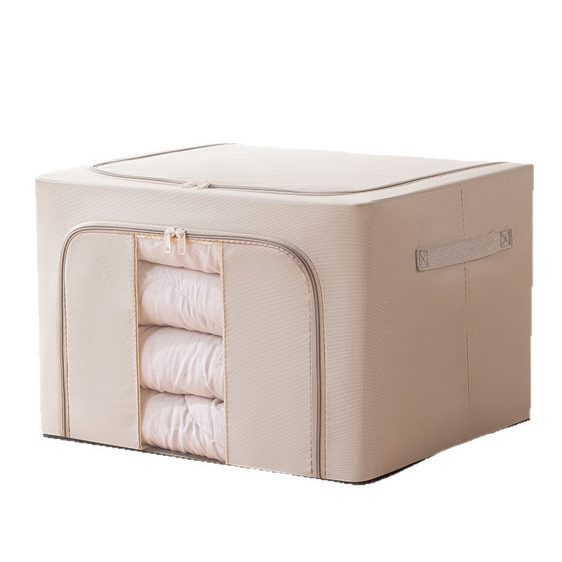 Folding clothing storage box, household large-capacity organizing box, Oxford cloth steel frame storage basket, moving quilt storage box Item Picture