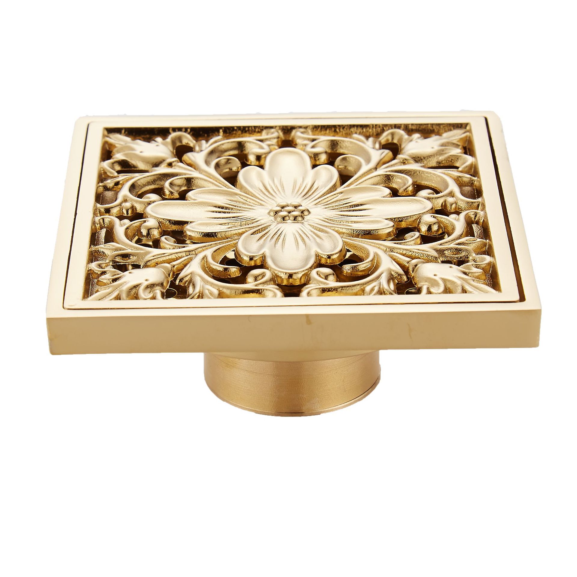 European-style gold anti-odor and anti-insect all-copper floor drain for bathroom, toilet and balcony, gold-plated leakage and brass drainage floor drain Item Picture