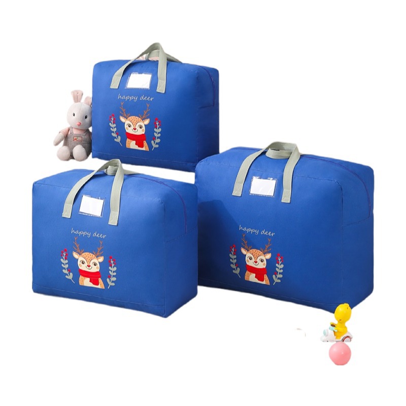 Large-capacity cotton quilt and clothing storage bags, giant hand-held storage bags, cartoon children's luggage bags, moving packing bags Item Picture