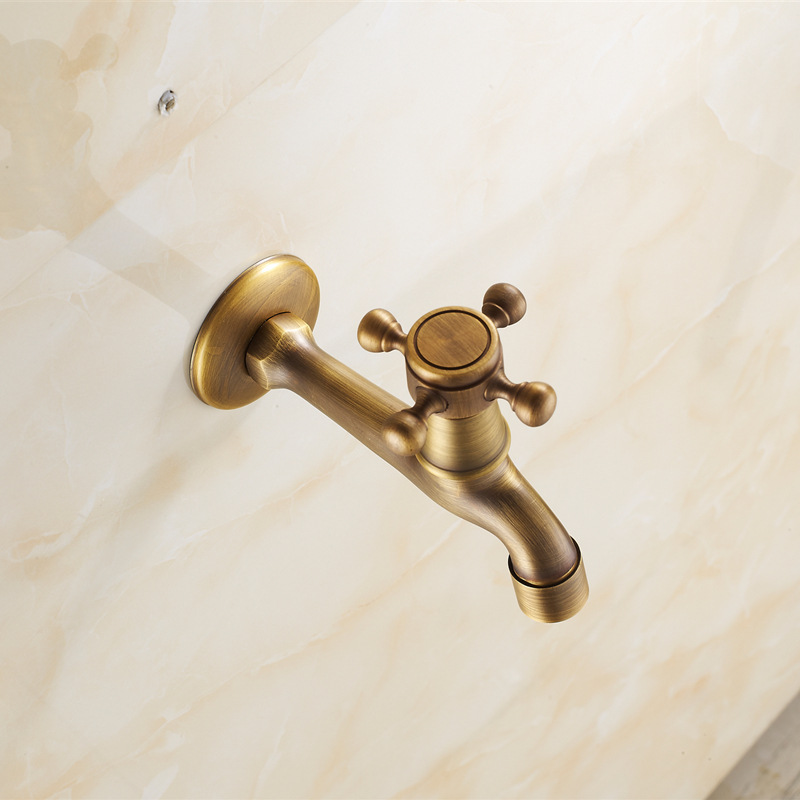 Wholesale of all-copper antique washing machine faucets, single-cooling mops, sink faucets, and retro wall-mounted faucets from the manufacturer full figure