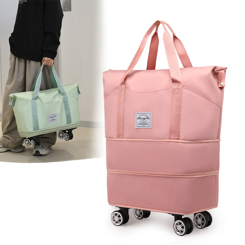 Short-distance travel luggage bag with wheels, expandable travel bag, fashionable dry and wet separation, large-capacity yoga fitness bag Specification drawing