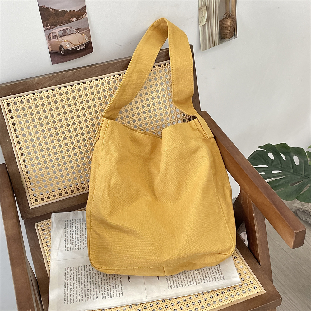 Y33 solid color large-capacity 16-ampere canvas bag, large-capacity single-shoulder bag, shopping bag, versatile for commuting, casual bag for women details Picture