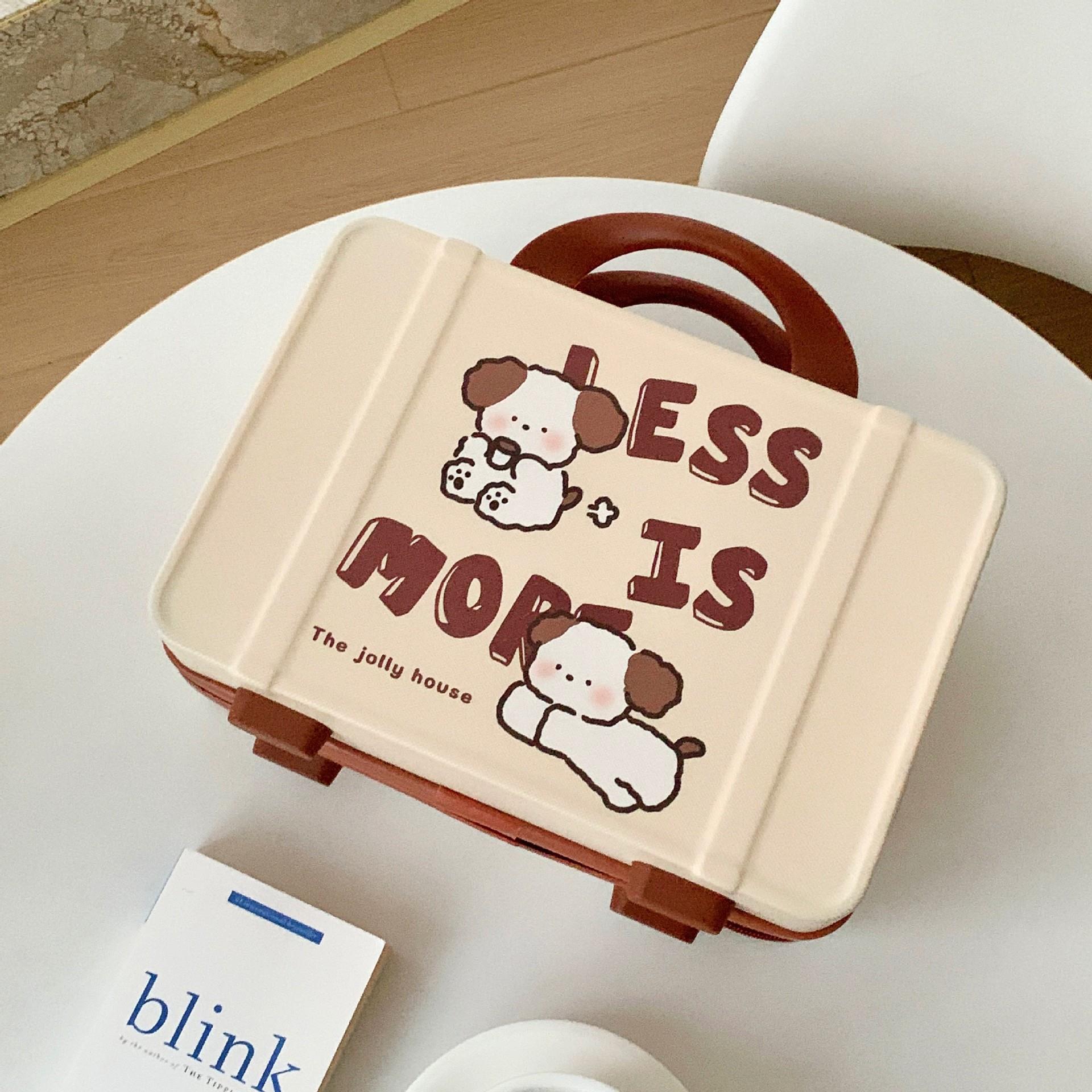 Original InS-style cute cartoon hand-held makeup box, portable large-capacity makeup bag and skin care product storage box Specification drawing