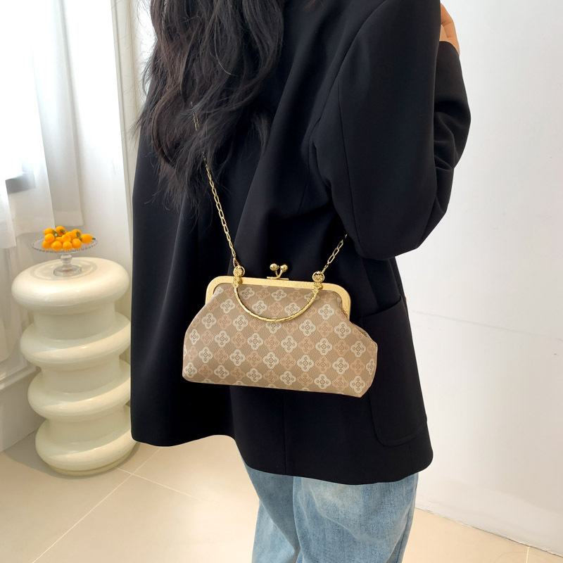 Fashionable seashell lock bag for women, 2025 new style chain diamond bag, single-shoulder bag, evening bag, crossbody handbag Specification drawing