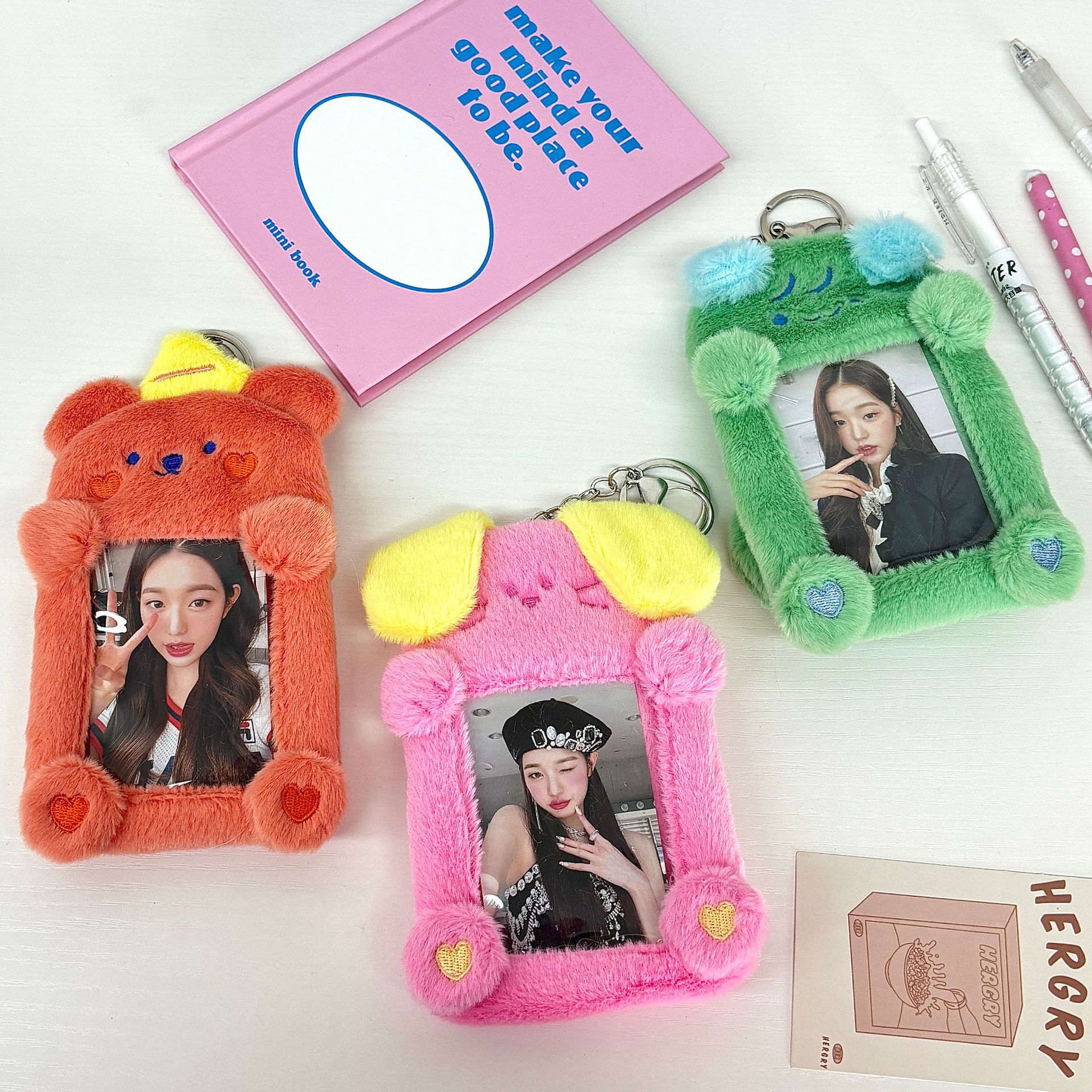 Korean 1:1 butter cute plush card case Portable Ins-style student campus meal card idol display set pendant full figure