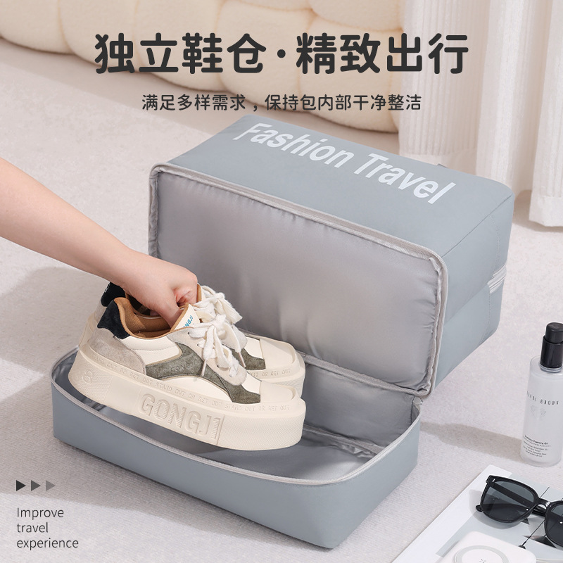 Runhui's new light travel handbag with shoe compartment 600D leather film fitness bag, dry and wet separation bag, large-capacity travel bag Specification drawing