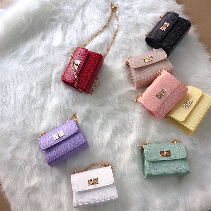 Summer mini mini bag for women 2025 new style trendy Internet celebrity crocodile pattern solid color single-shoulder crossbody chain bag details Picture
