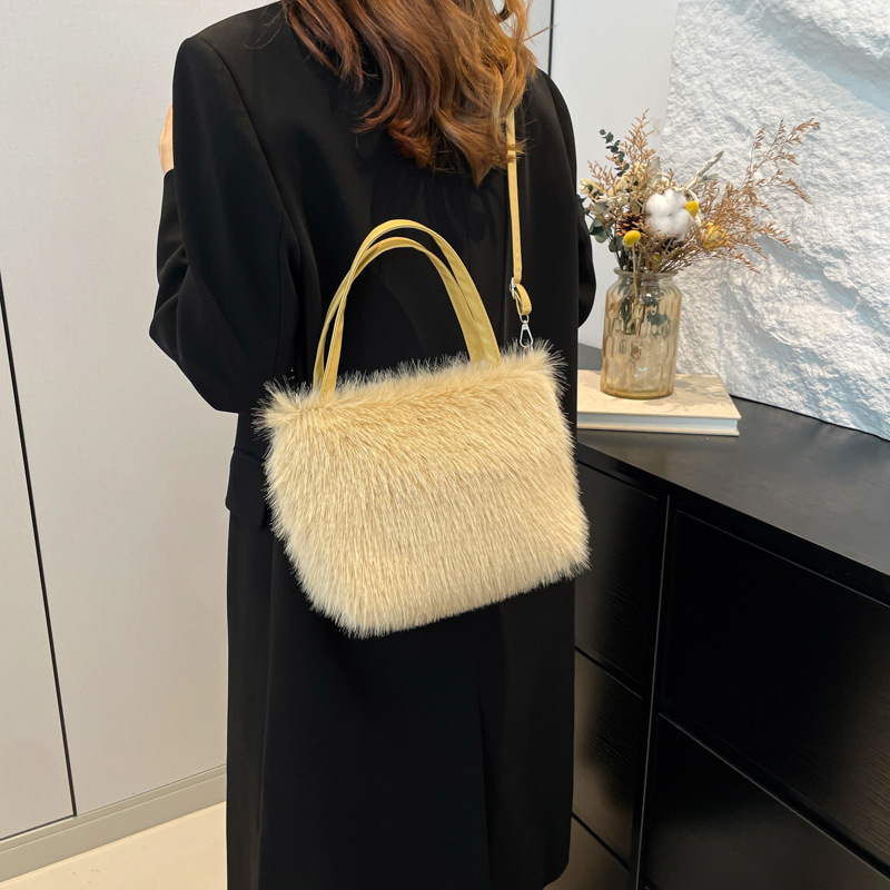 Plush bag, women's crossbody bag, new autumn and winter 2024, fluffy loose change phone bag, single-shoulder furry bag, handbag Specification drawing