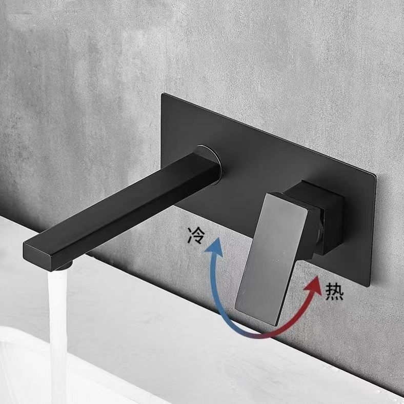 Cross-border all-copper square concealed washbasin, hot and cold water faucet, hotel apartment, homestay, built-in wall-mounted faucet Specification drawing