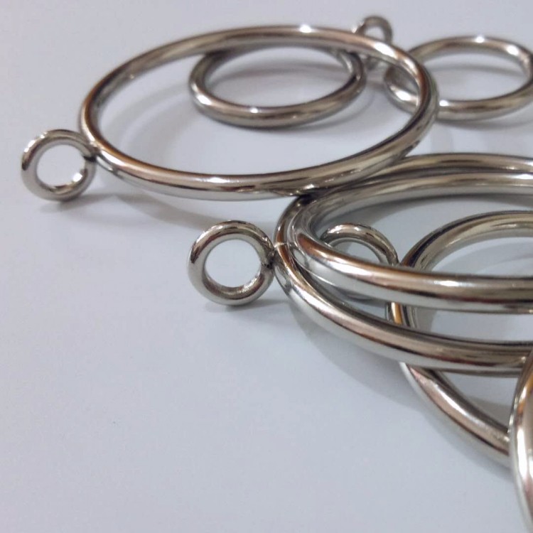Curtain rings, Roman rings, metal electroplated pull rings, slip rings, lifting rings, silver wire, 4mm thick, various sizes Specification drawing