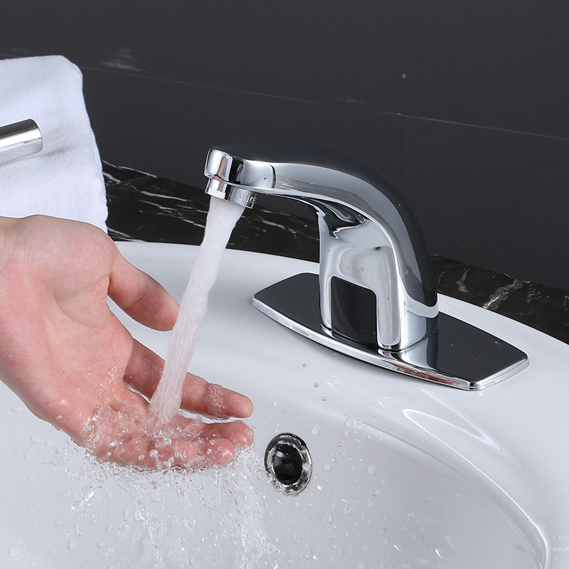 Countertop basin sensor faucet, automatic commercial hotel public toilet, all-copper cold and hot infrared washbasin faucet details Picture