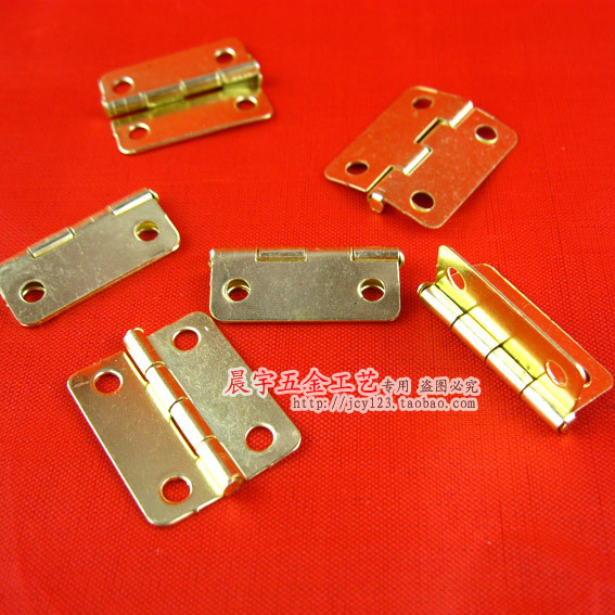 Chengyu 1-inch rounded corner yellow hinge copper-plated hinge wooden box gift hinge packaging box hardware 2.3*1.9cm details Picture