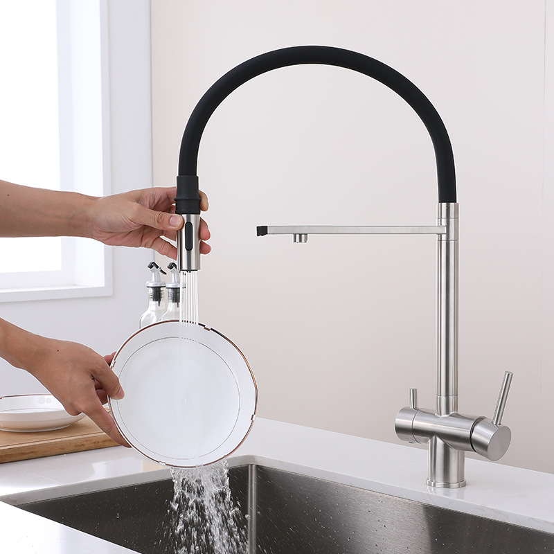 Cross-border exclusive kitchen faucet 304 stainless steel cold and hot water kitchen faucet factory direct sales Application Scenario