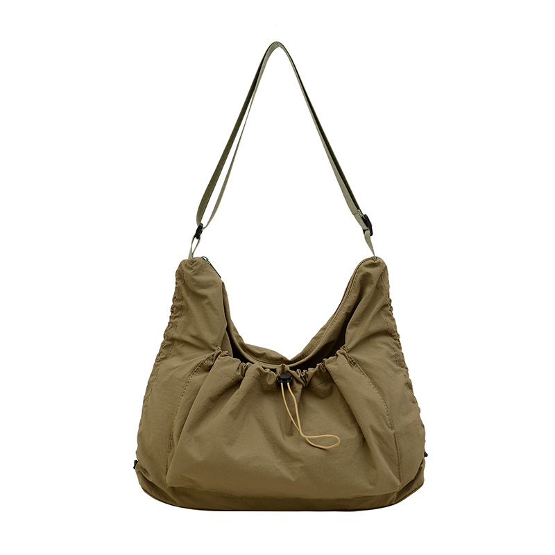 2024 New women's fashion and trendy pleated bag, large-capacity crossbody bag, canvas cross-border trendy casual single-shoulder bag Item Picture