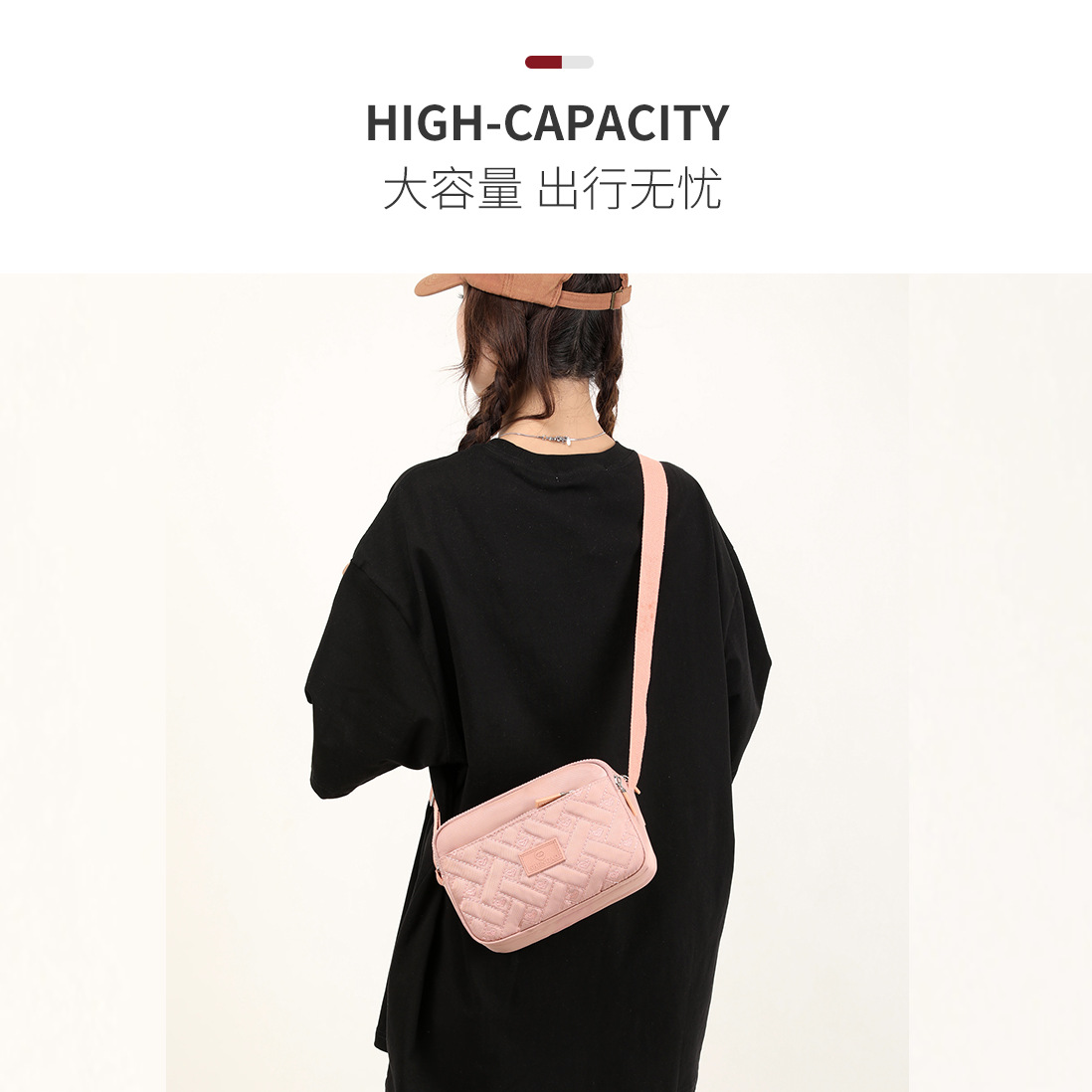 New casual single-shoulder bag, fashionable and versatile small square bag, water-resistant nylon crossbody bag, women's Korean-style multi-layer mobile phone bag Application Scenario