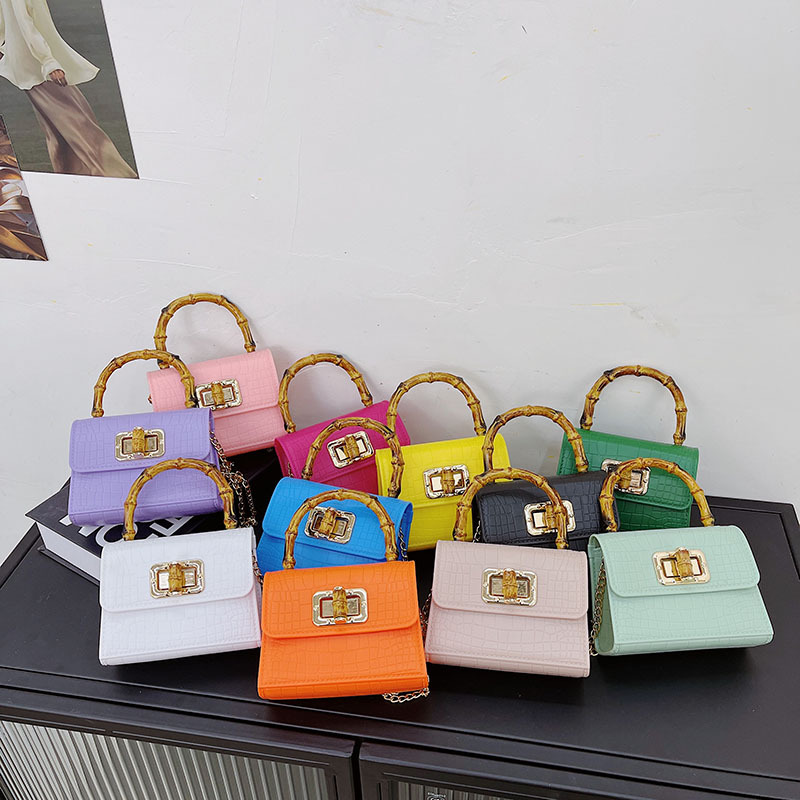 2025 Summer Live Streaming Special Offer: Bamboo joint jelly bag, handbag, crocodile pattern small square bag, mini popular crossbody women's bag full figure