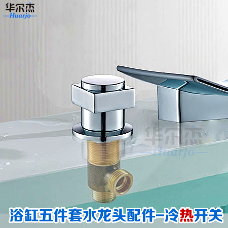 Washbasin, washbasin, bathroom bathtub, countertop, three-piece set, faucet, hot and cold copper body, one-in and one-out switch valve details Picture