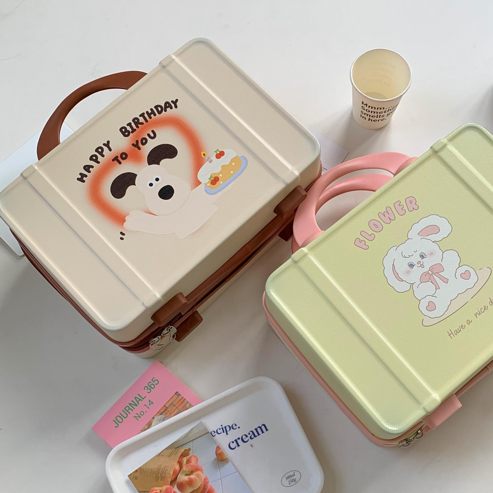 Original InS-style cute cartoon hand-held makeup box, portable large-capacity makeup bag and skin care product storage box details Picture