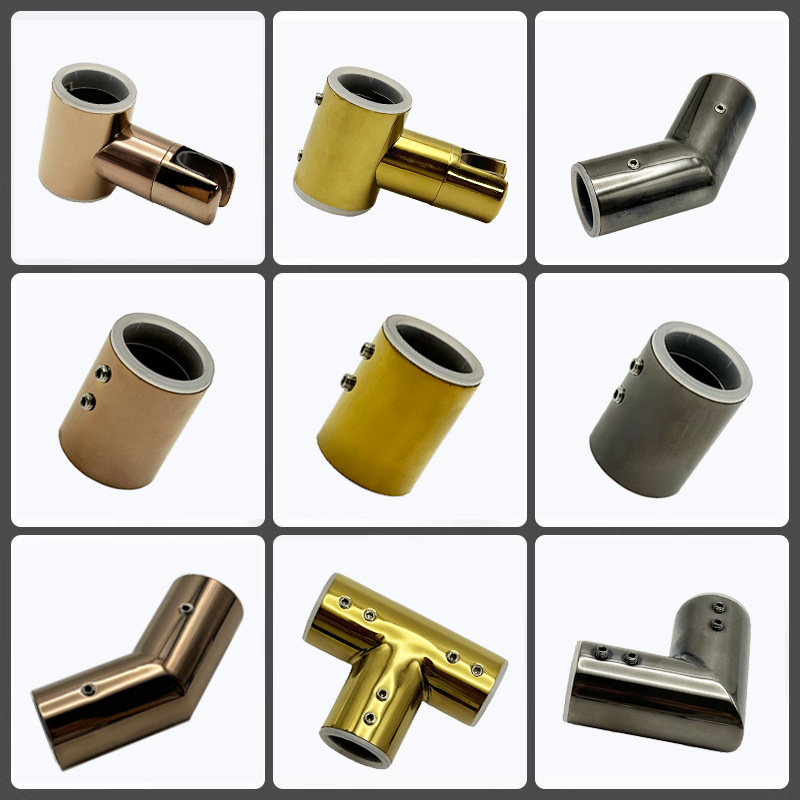 The manufacturer supplies bathroom glass door connection parts, round pipe shower room glass fixing parts wholesale, square pipe flange hangers details Picture