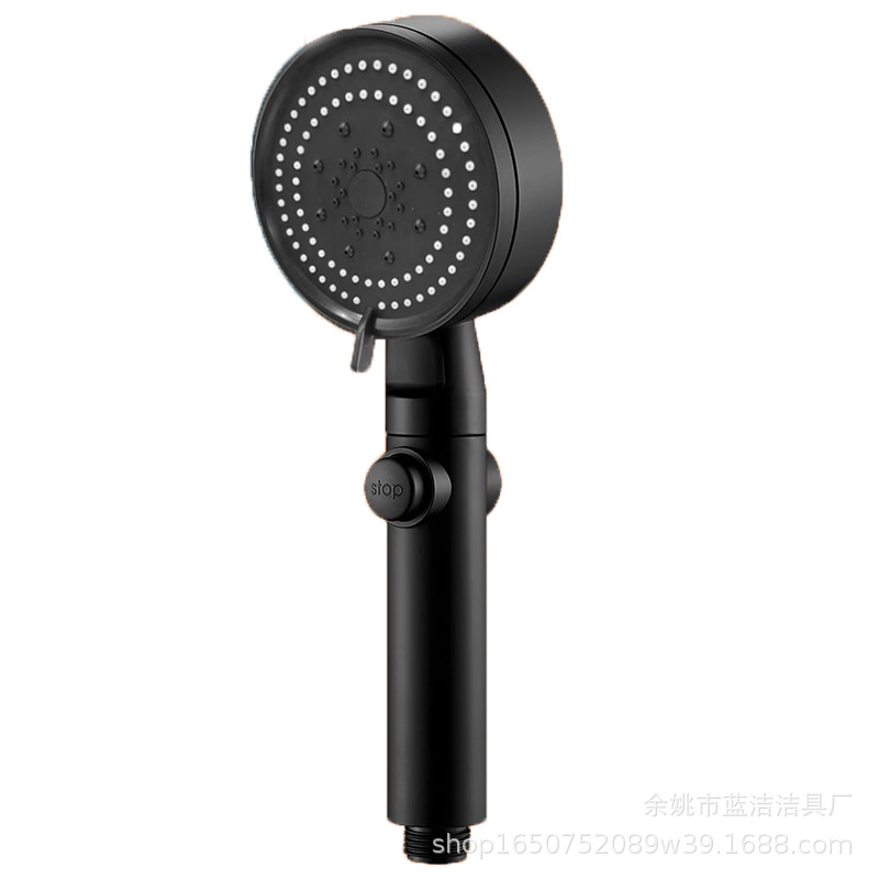 Black five-speed showerhead, handheld pressurized shower head, Black Warrior shower pressurized bath showerhead set Item Picture