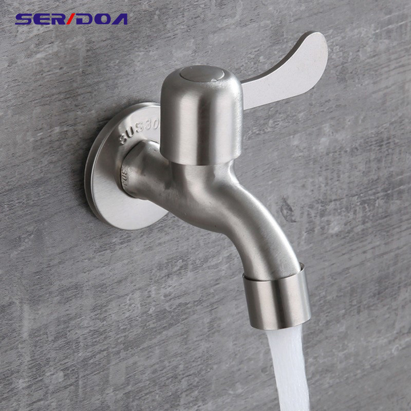 Wholesale of 304 stainless steel extended quick-opening faucet for water heating and hardware mop sink, specially designed for washing machines, 4-minute double water outlet faucet Specification drawing