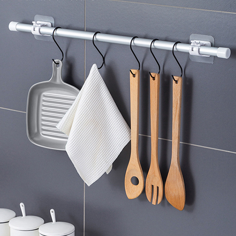 Curtain hook, no need for drilling, curtain rod fixator, hanging rod clamp, shower curtain rod, telescopic hook clamp, hanging rod adhesive hook Application Scenario
