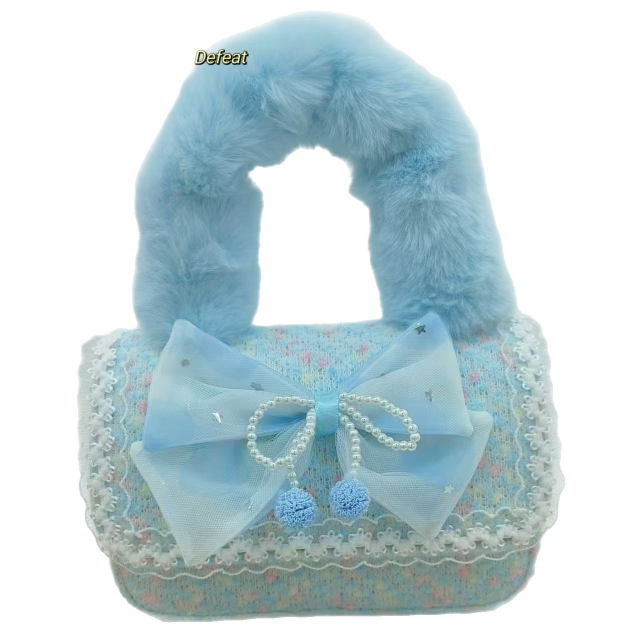 Bow plush handbag, princess bag, shoulder bag, crossbody bag, fashionable little girl coin purse, cute accessory bag Item Picture