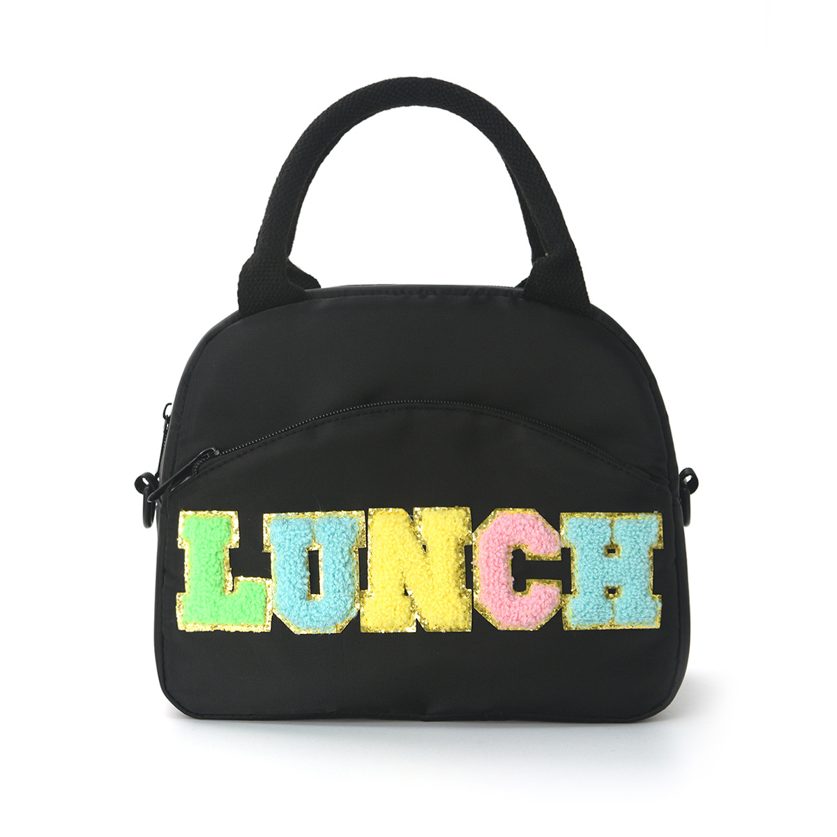 Amazon embroidered lunch bag, cross-border letter portable handbag, travel casual insulated bag, large capacity storage bag Item Picture