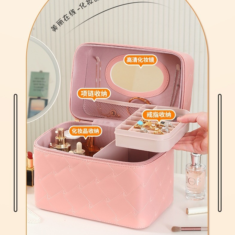 2024 New high-appearance-level jewelry box, makeup case, large-capacity makeup bag, portable travel suitcase, storage box details Picture