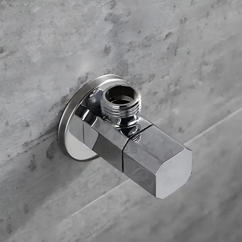 Copper Angle valve, one inlet and one outlet three-way Angle valve, bathroom toilet, water heater, cold and hot water inlet valve, octagonal valve, rose gold details Picture