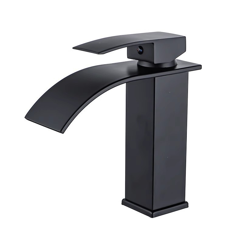 Waterfall-style washbasin faucet, black hot and cold, all-copper, bathroom, toilet, washbasin, upper basin, bathroom, household Item Picture